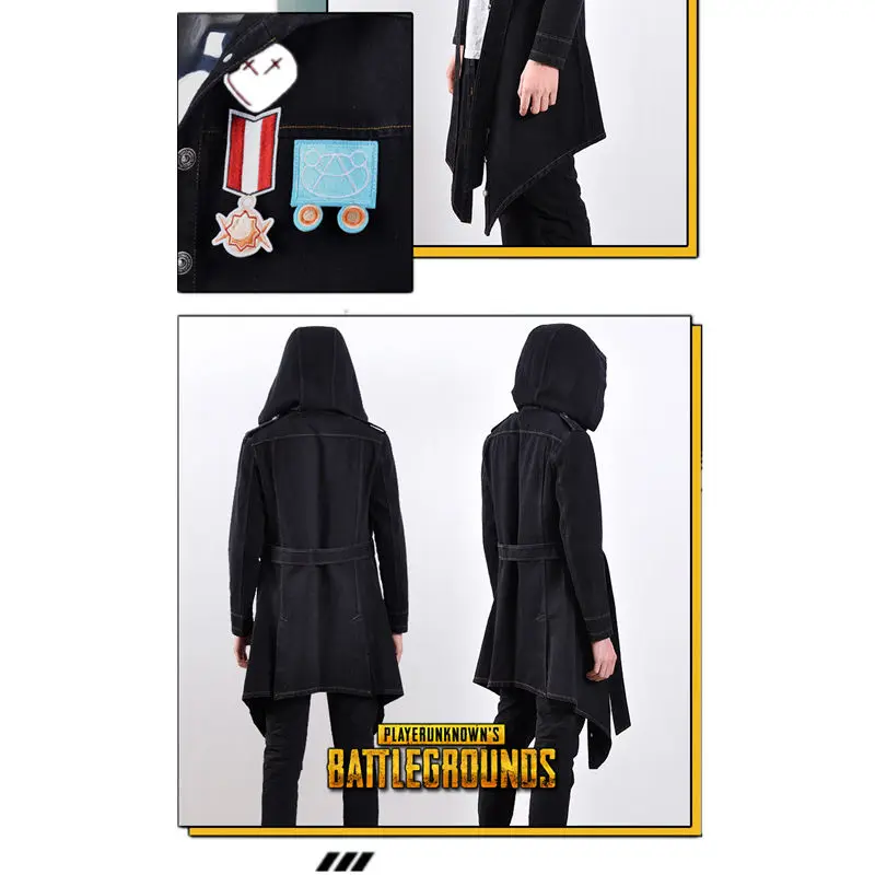 PUBG Playerunknown's Battlegrounds Cosplay Costume Black Long Fancy Coat Trench Costumes Halloween Party For Man
PUBG Playerunknown's Battlegrounds Cosplay Costume Black Long Fancy Coat Trench Costumes Halloween Party For Man