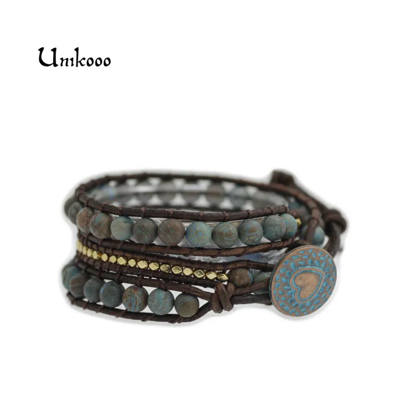 Wax/Leather Wrap Bracelet 3 Wrap Beaded Bracelet Blue Decorative Pattern Stone Weaving Bracelet Brazalete Mujer Dropshipping
Wax/Leather Wrap Bracelet 3 Wrap Beaded Bracelet Blue Decorative Pattern Stone Weaving Bracelet Brazalete Mujer Dropshipping