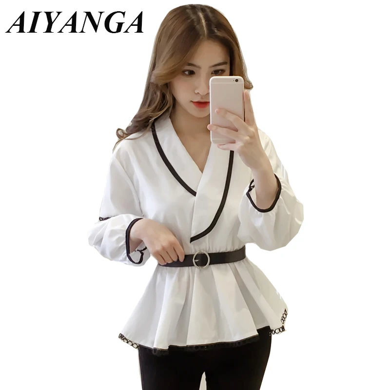 White Office Lady Striped Print V Neck Long Sleeve Blouse 2019 New Spring Autumn Ruffle Hem Workwear Women Blouses & Shirts
White Office Lady Striped Print V Neck Long Sleeve Blouse 2019 New Spring Autumn Ruffle Hem Workwear Women Blouses & Shirts