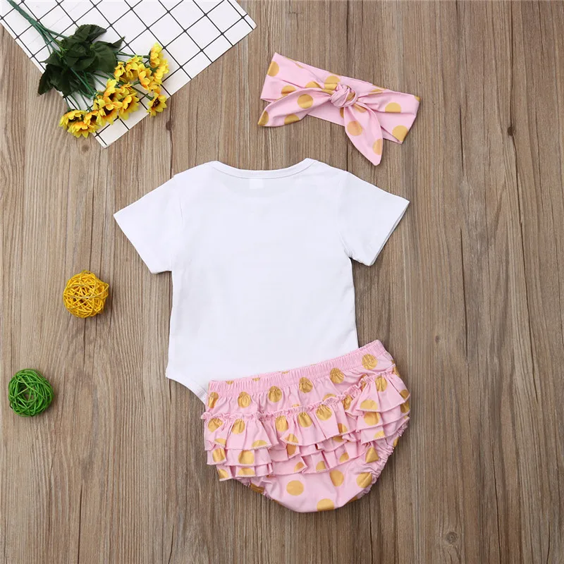 2019 Newborn Baby Girl Clothes Cotton Pineapple Romper Ruffle Brief Dold Dot Shorts Headband 3PCS Outfit Sunsuit Clothes 0-24M
2019 Newborn Baby Girl Clothes Cotton Pineapple Romper Ruffle Brief Dold Dot Shorts Headband 3PCS Outfit Sunsuit Clothes 0-24M