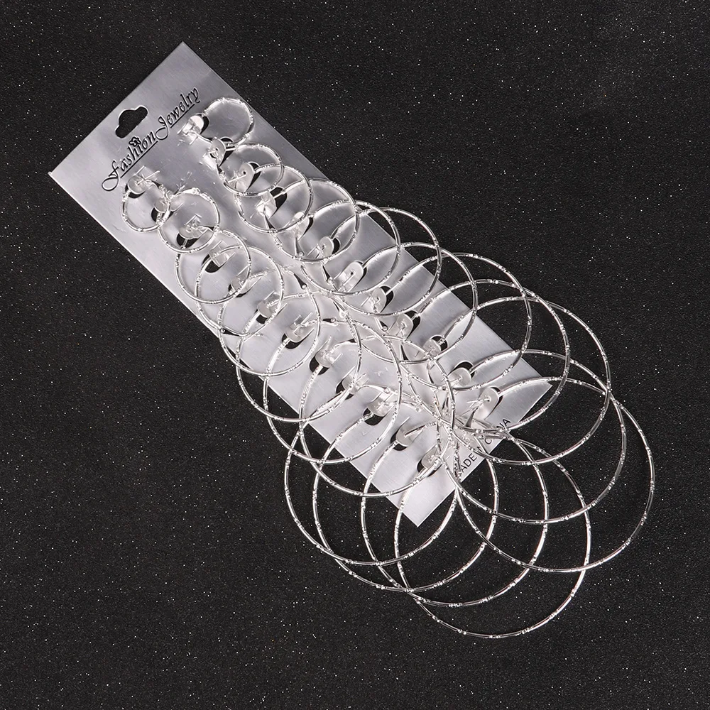 12 pairs/set Fashion New Silver Color Big Circle Hoop Earrings for Women Steampunk Ear Clip Party Jewelry Accessories Gift
12 pairs/set Fashion New Silver Color Big Circle Hoop Earrings for Women Steampunk Ear Clip Party Jewelry Accessories Gift