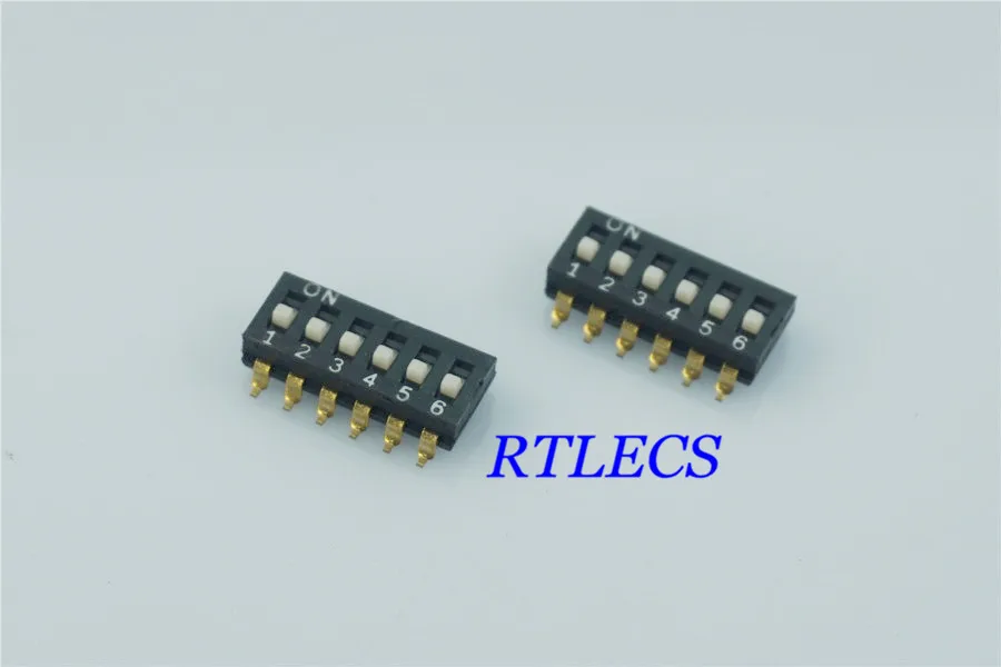 

1000pcs/Tape&Reel Dip Switches SPST 6 Position 2.54mm 0.100" pitch SMD Slide (Standard) Actuator raised Gull Wing Straight
