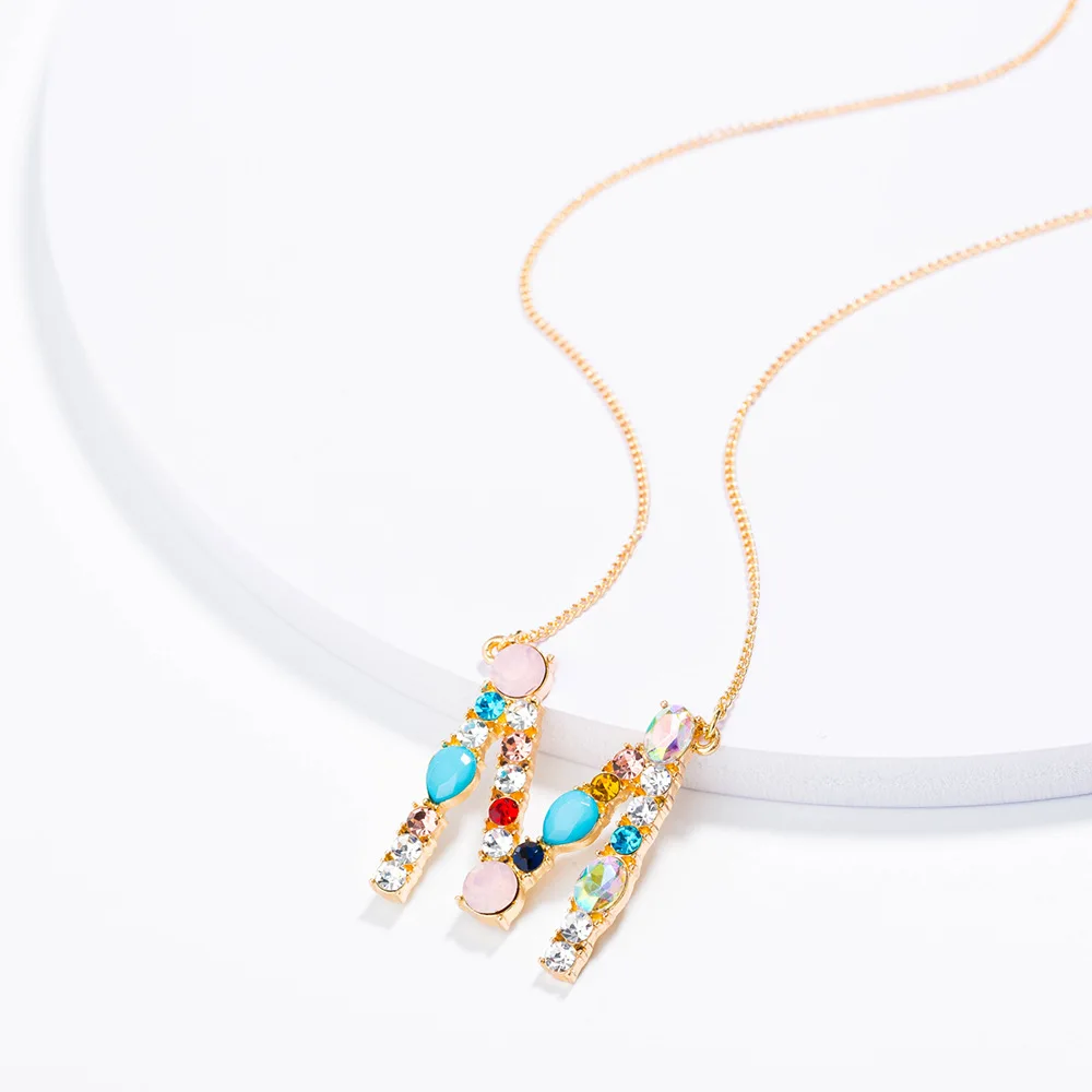 NEW Initial Multicolor CZ Necklace Personalized 26 Letter Name Jewelry For Women Accessories Girlfriend Gift | Украшения и