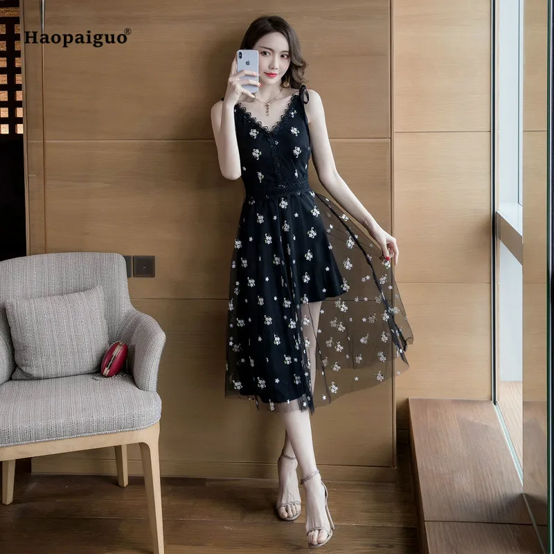 Plus Size A-line Dress Summer Women Black Print Spaghetti Strap V-neck Sleeveless Mesh Casual Party Dress Elegant Midi Dresses
Plus Size A-line Dress Summer Women Black Print Spaghetti Strap V-neck Sleeveless Mesh Casual Party Dress Elegant Midi Dresses