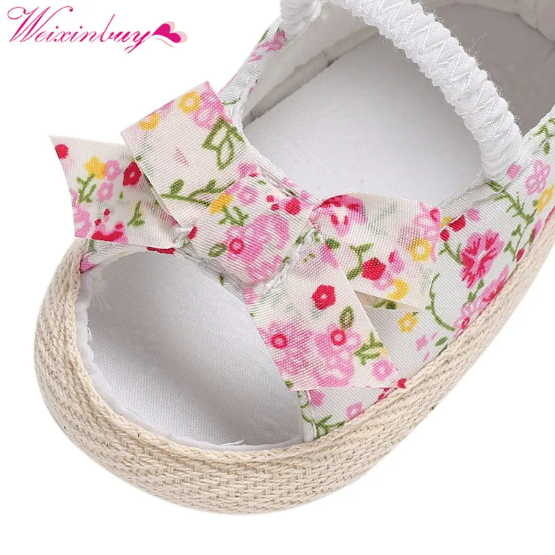 Girl Sandals Baby Shoes Print Bow Netting Baby Girl Sandals Beach Baby Girl Shoes Cotton Soft Baby Sandals