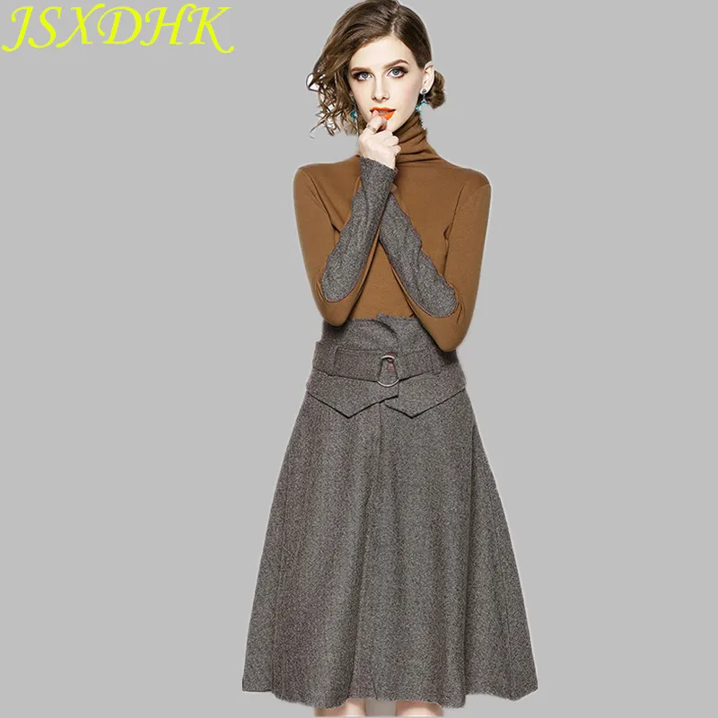 JSXDHK Plus Size Autumn Winter Skirt Suits Women Turtleneck Cotton Long Sleeve Suits + High Waist Big Swing Skirt Suits S-XXXL
JSXDHK Plus Size Autumn Winter Skirt Suits Women Turtleneck Cotton Long Sleeve Suits + High Waist Big Swing Skirt Suits S-XXXL
