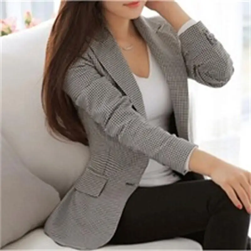 New Plus Size Women Ladies Long Sleeve Work Wear Blazer Casual Female Outerwear Plaid Women Blazers Jackets Suit
New Plus Size Women Ladies Long Sleeve Work Wear Blazer Casual Female Outerwear Plaid Women Blazers Jackets Suit