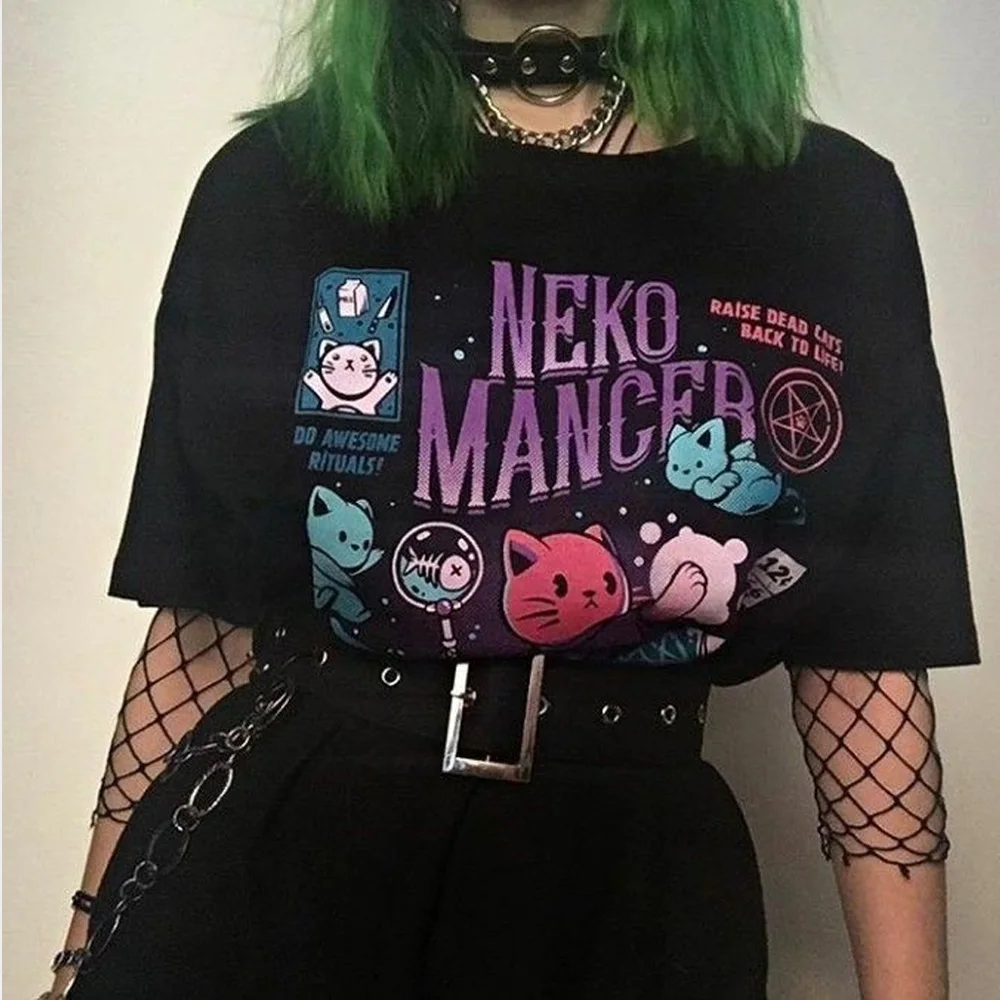 Neko Mancer T-Shirt Unisex Cute Aesthetic Grunge Black Tee Satantic Gothic Clothing Witch Shirt
Neko Mancer T-Shirt Unisex Cute Aesthetic Grunge Black Tee Satantic Gothic Clothing Witch Shirt