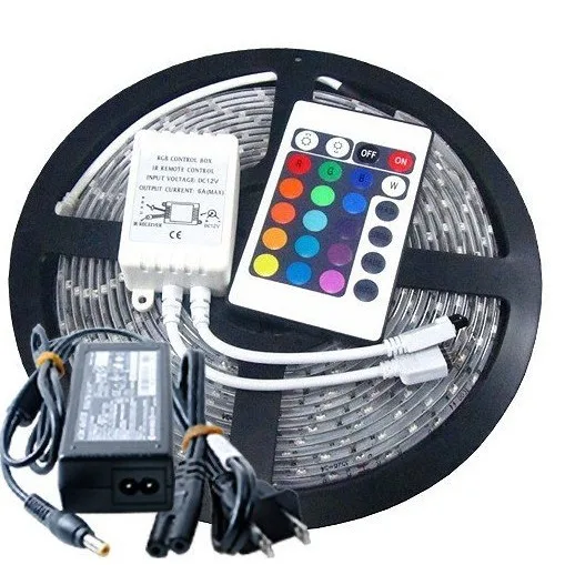 

Waterproof 5050 RGB Led Strip Flexible Light 60led/m 5M 300 LED SMD DC 12V+ IR Remote Control + 5A Power Supply