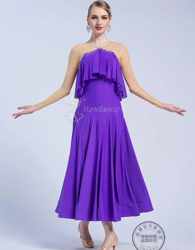 Фото Подгоняйте фиолетовое платье с длинным рукавом для соревнований лисой Трой(China)