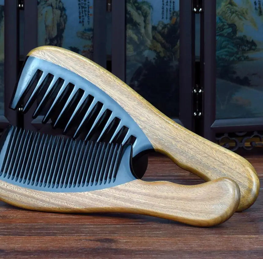 Natural black water horns stitching green sandalwood combs anti-static combs wide teeth & slender teeth choose one D5
Natural black water horns stitching green sandalwood combs anti-static combs wide teeth & slender teeth choose one D5