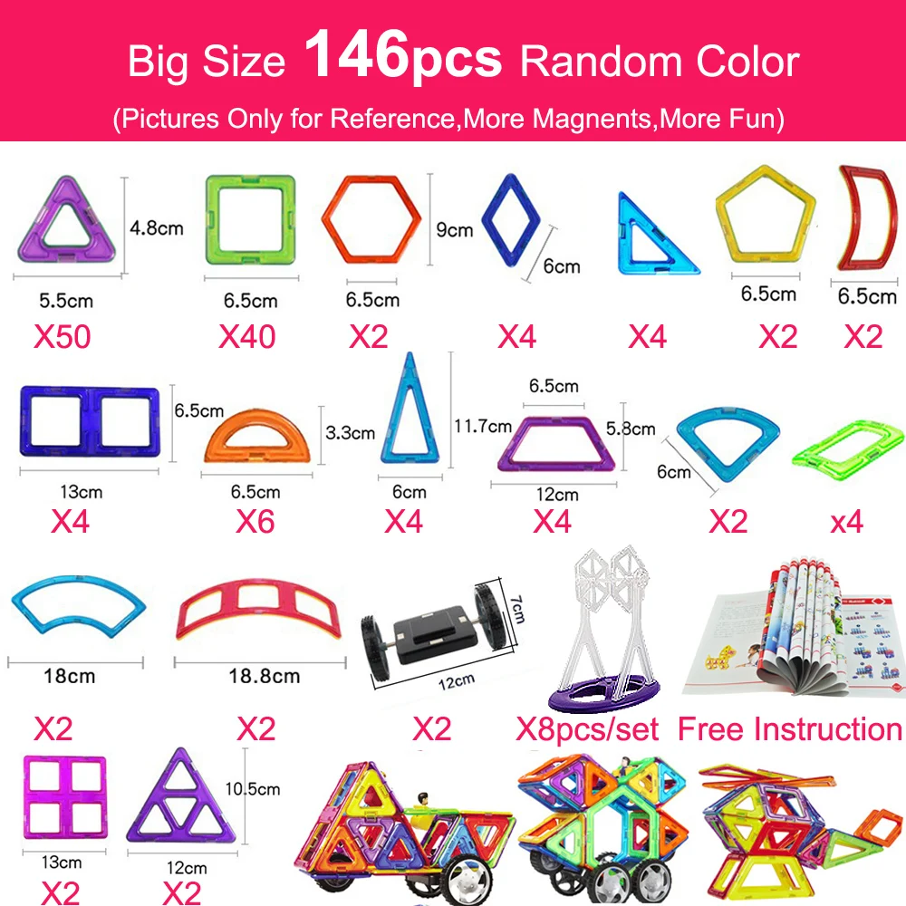 126pcs Big Size Magnetic Building Blocks Triangle Square Constructor Brick Designer Enlighten Magnetic Toys For Children Gift
126pcs Big Size Magnetic Building Blocks Triangle Square Constructor Brick Designer Enlighten Magnetic Toys For Children Gift