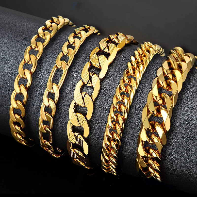 Hip Hop Men's Cuban Chain Link Bracelets Male Gold Color Stainless Steel Braslet for Man Woman Hiphop Jewelry Dropshipping SL247
Hip Hop Men's Cuban Chain Link Bracelets Male Gold Color Stainless Steel Braslet for Man Woman Hiphop Jewelry Dropshipping SL247