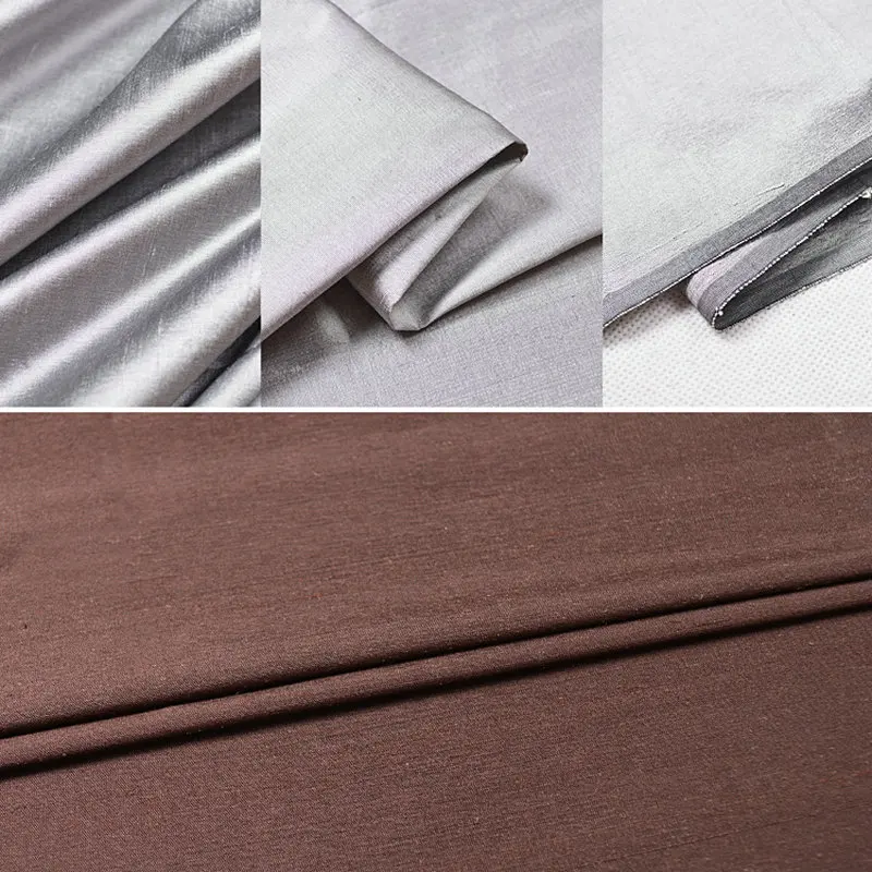 20момме Серебристая и кофейная чистая шелковая ткань dupion H1BS09|silk fabric|silk dupiondupion silk