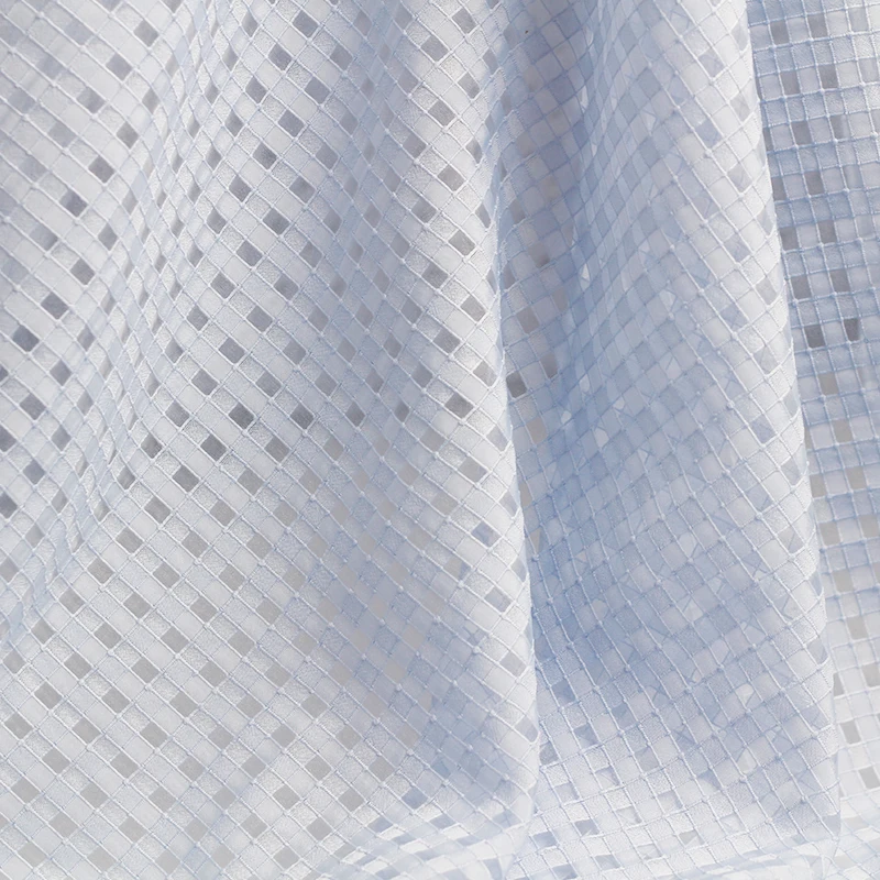 Pearlsilk стереоскопическая клетчатая органза шириной 150 см небесно-голубое летнее