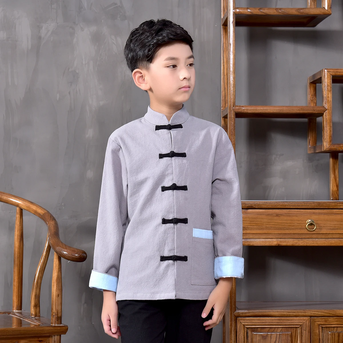 Chinese Folk Hanfu for Boys Tops Ethnic Long Sleeve Blouse Chinese Traditional Costume Kids Ancient Chinese Style Jacket
Chinese Folk Hanfu for Boys Tops Ethnic Long Sleeve Blouse Chinese Traditional Costume Kids Ancient Chinese Style Jacket