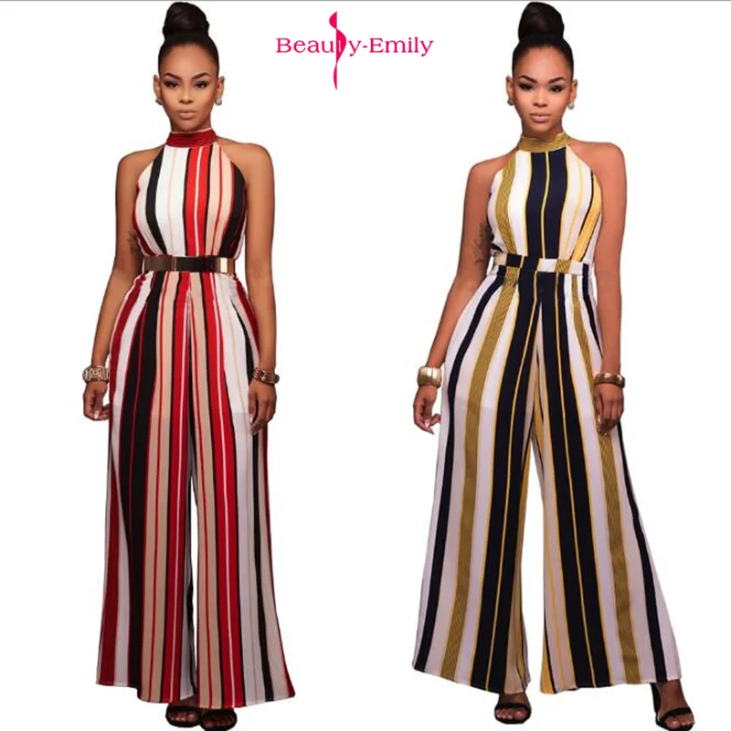 Beauty-Emily Hot Sexy Hanging Neck Rompers Sleeveless Stripe Ribbons Wide Leg Pants Elegant Fashion Design Jumpsuit For Woman
Beauty-Emily Hot Sexy Hanging Neck Rompers Sleeveless Stripe Ribbons Wide Leg Pants Elegant Fashion Design Jumpsuit For Woman