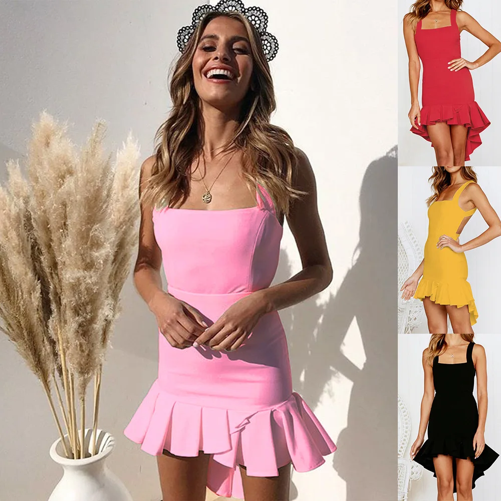 Spring Summer Sexy Party Dress Women 2019 Elegant Vestidos Sleeveless Sling Ruffled Fishtail Sexy Beach Dress Basic Vest Dresses
Spring Summer Sexy Party Dress Women 2019 Elegant Vestidos Sleeveless Sling Ruffled Fishtail Sexy Beach Dress Basic Vest Dresses