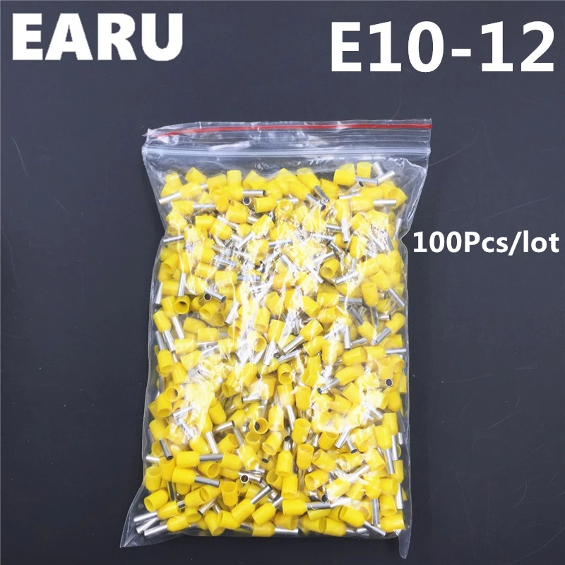 100Pcs E10-12 Tube Insulating Insulated Terminal 10MM2 7AWG Cable Wire Connector Insulating Crimp E Black Yellow Blue Red Green
100Pcs E10-12 Tube Insulating Insulated Terminal 10MM2 7AWG Cable Wire Connector Insulating Crimp E Black Yellow Blue Red Green