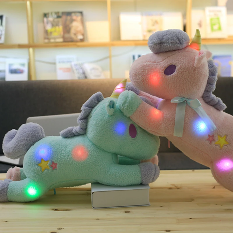 Светодиодная игрушка 55 см светящийся Единорог плюшевая детская светящаяся в
