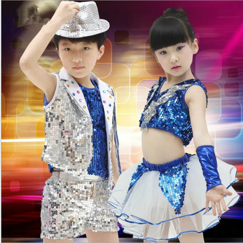 

Boys Girls Jazz Dance Latin Dance Costumes Street Dance Sequins Modern Dance Costumes Drums Drummers Costumes