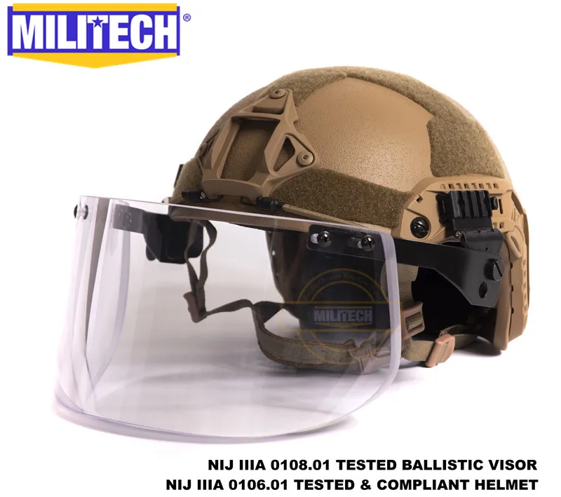 MILITECH CB Койот морской с Deluxe NIJ IIIA БЫСТРО Пуленепробиваемый Шлем и козырек Набор
