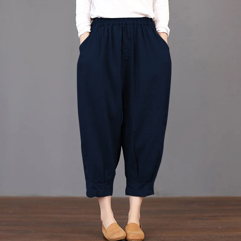 Cotton Linen High Waist Women's Harem Pants Elastic Waist Solid Ankle-length Joggers Trousers Women 2020 Summer Vintage Clothes 
Cotton Linen High Waist Women's Harem Pants Elastic Waist Solid Ankle-length Joggers Trousers Women 2020 Summer Vintage Clothes