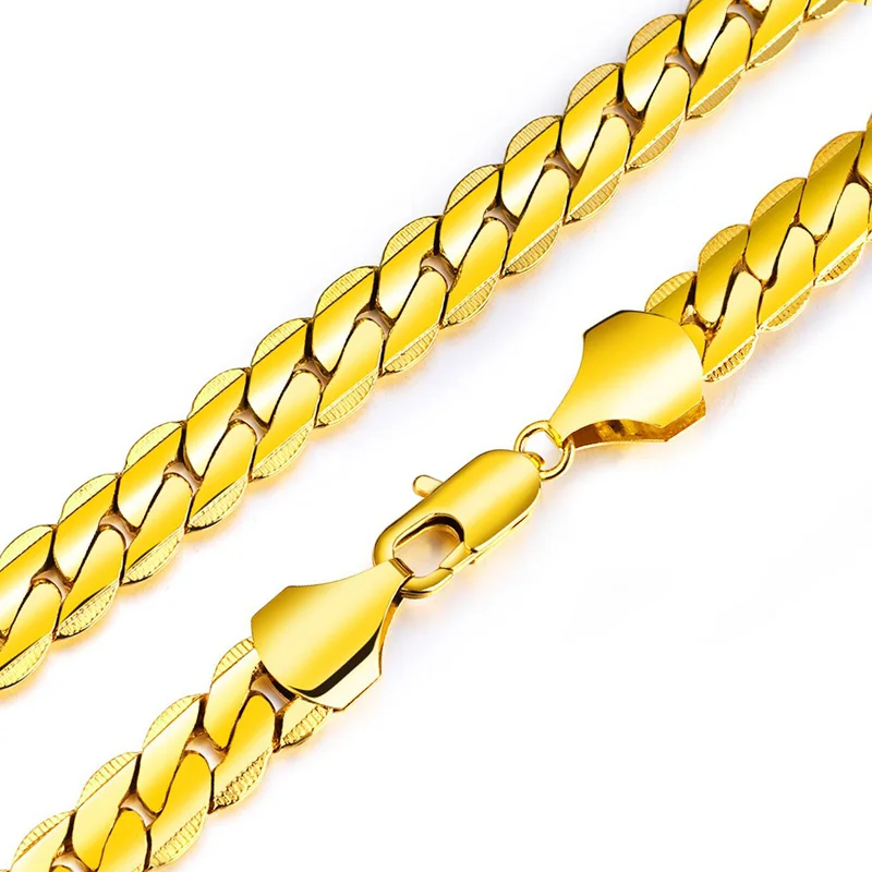 Fashion Luxury Gold Filled Solid Necklace Curb Chains Link Stainless Steel Necklaces for Men Jewelry Wide 9mm 19.6"-27.5" |