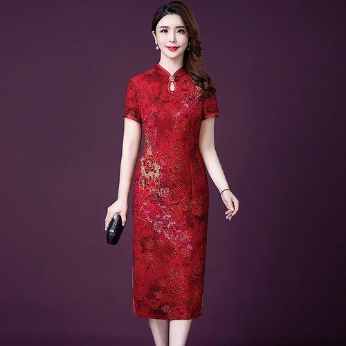 2021 Spring Summer Fashion Cheongsam Women Dress New Noble Wedding Banquet Middle Aged Mother Elegant Temperament Female Dresses
2021 Spring Summer Fashion Cheongsam Women Dress New Noble Wedding Banquet Middle Aged Mother Elegant Temperament Female Dresses