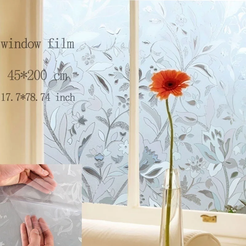 Home Decor 45cmx200cm Resuable Pvc Window Sticker Glass Film Privacy Self Adhesive Bathroom Kitchen Decals | Дом и сад