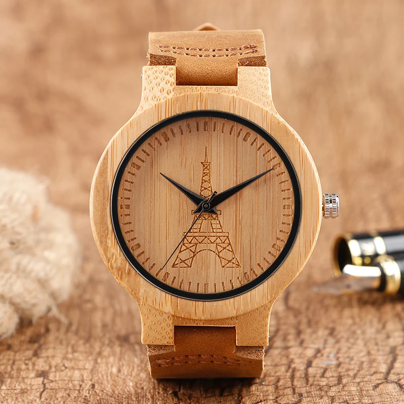 Men's Watches Creative Natural Wooden Bamboo Handmade Light Wrist Watch Effiel Towers Pattren Wood Watches Men Top Gift Item
Men's Watches Creative Natural Wooden Bamboo Handmade Light Wrist Watch Effiel Towers Pattren Wood Watches Men Top Gift Item