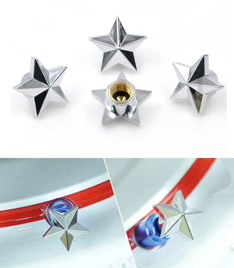 4PCS Air Caps Silver Star Pattern Car Tire Valve Caps Fine Craft Fit For Car Models Bikes Refitting Car Styling Auto Accessories
4PCS Air Caps Silver Star Pattern Car Tire Valve Caps Fine Craft Fit For Car Models Bikes Refitting Car Styling Auto Accessories