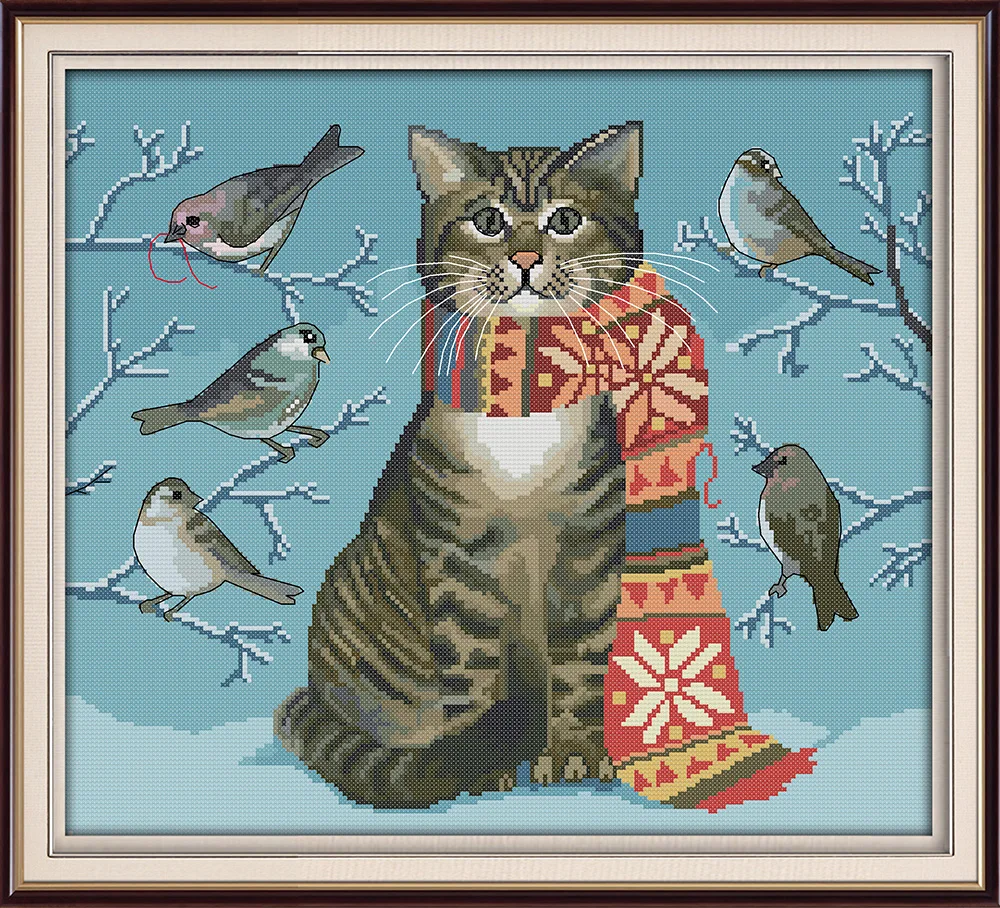 A cat and birds cross stitch kit aida 14ct 11ct count printed canvas stitches embroidery DIY handmade needlework
A cat and birds cross stitch kit aida 14ct 11ct count printed canvas stitches embroidery DIY handmade needlework