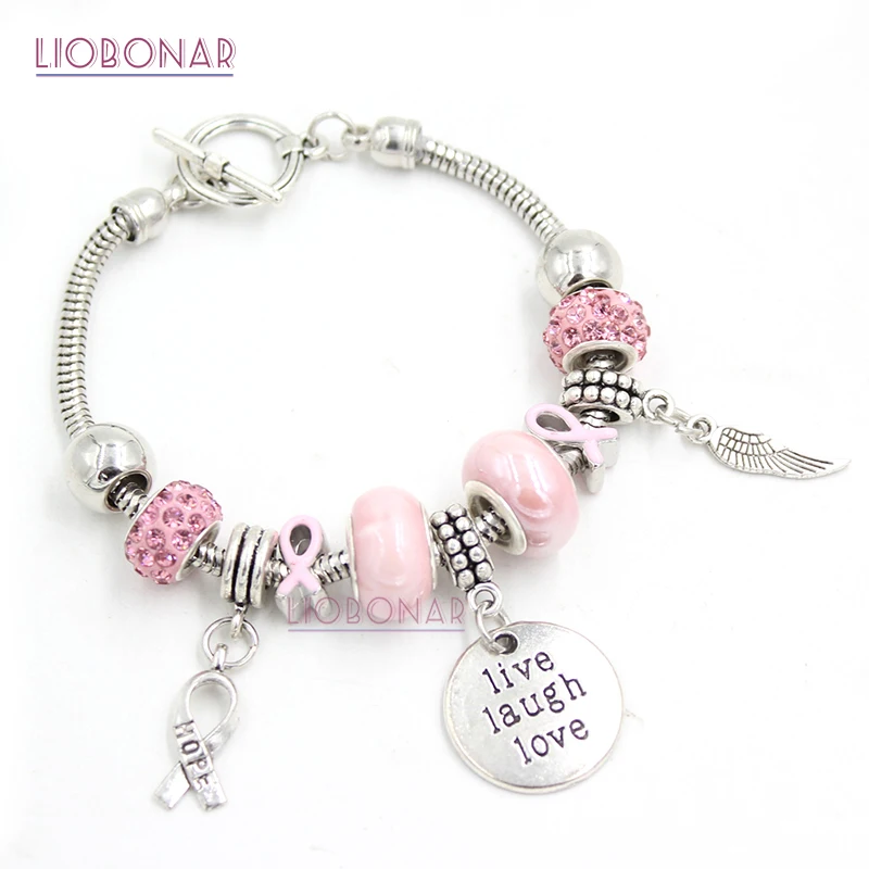 1PC Breast Cancer Awareness Bracelet Pink Ribbon Live Laugh Love Charms Bracelet For Breast Cancer Bijoux Pulsera
1PC Breast Cancer Awareness Bracelet Pink Ribbon Live Laugh Love Charms Bracelet For Breast Cancer Bijoux Pulsera