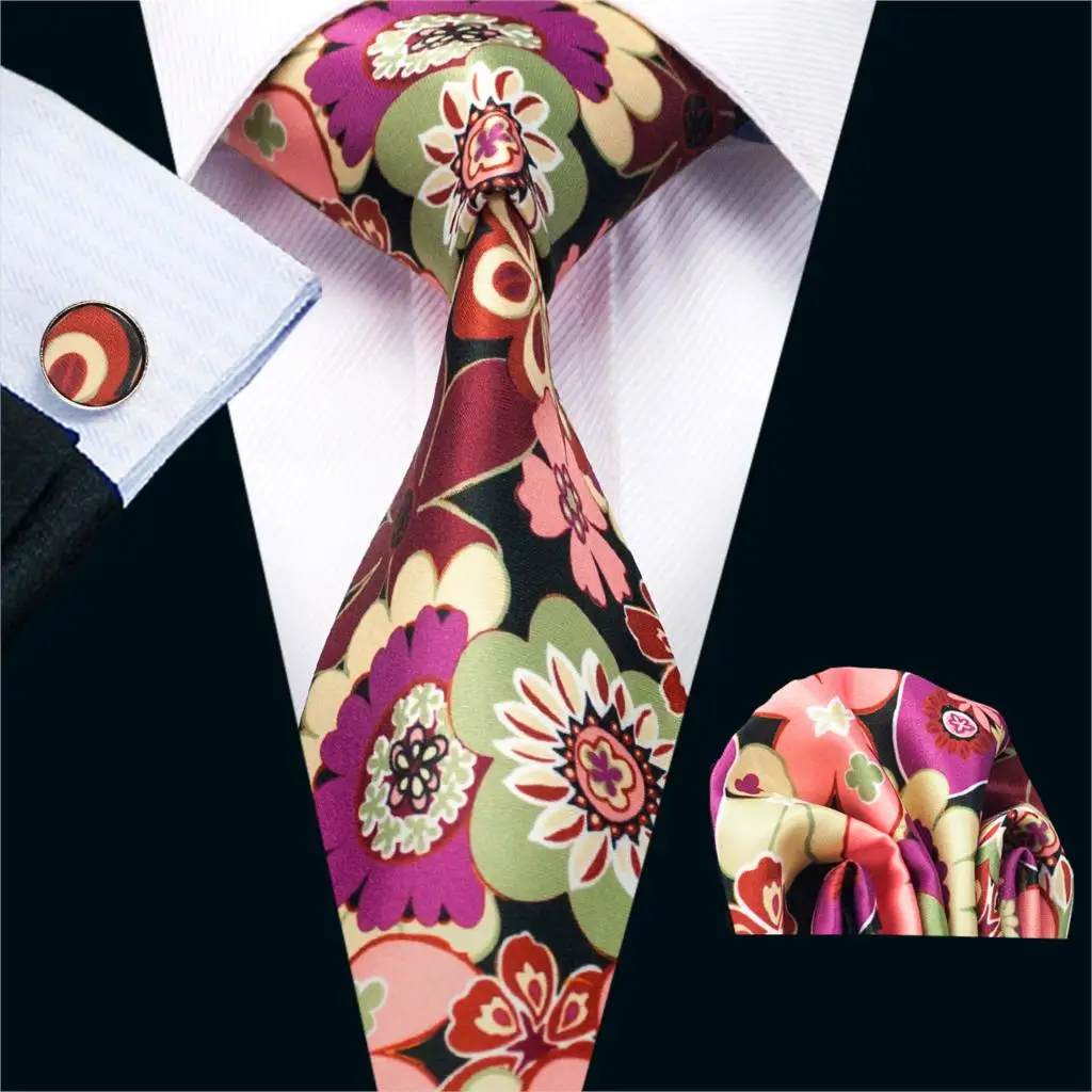 

FA-1257 2018 Barry. Wang новый мужской галстук Модный Цветочный Шелковый жаккардовый галстук носовой платок запонки Набор для деловой свадьбы