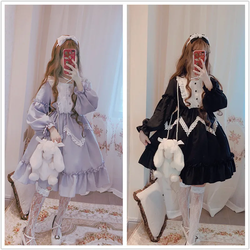 Alice In Wondeland Cute Women's Lolita OP Dress Stringy Selvedge Lace One Piece Colors Black/Blue Short Sleeves/Long Sleeves
Alice In Wondeland Cute Women's Lolita OP Dress Stringy Selvedge Lace One Piece Colors Black/Blue Short Sleeves/Long Sleeves