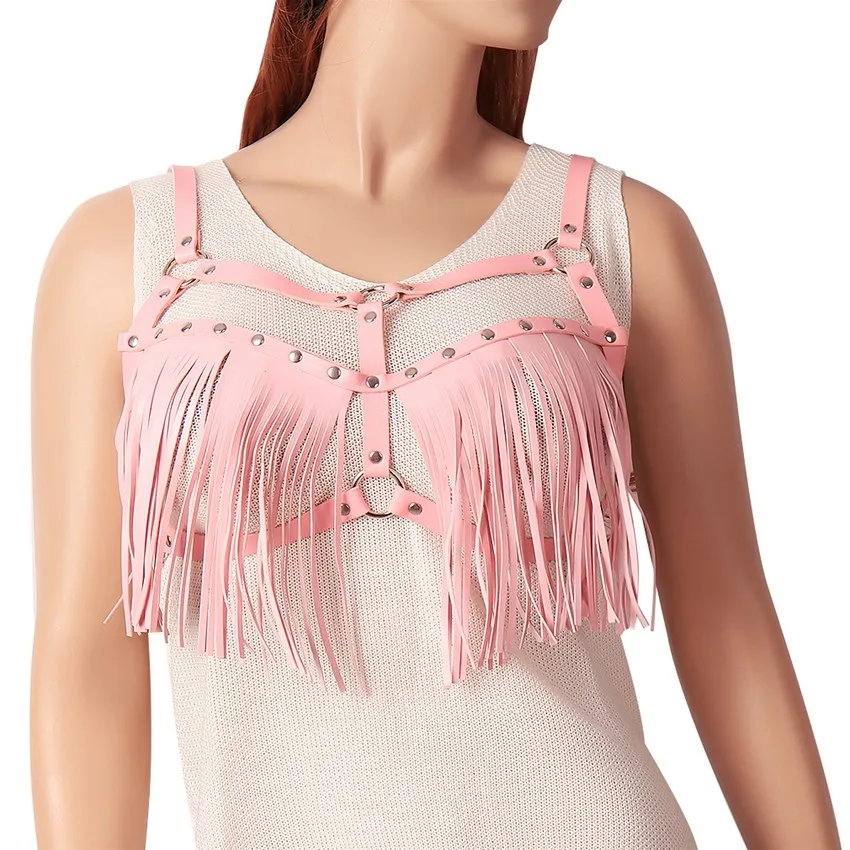 Sexy Tassel Lingerie Harness Leather Pink Belt Harajuku Punk Straps Hollow Out Adjust Party Club Dance Festival Rave Woman Bra
Sexy Tassel Lingerie Harness Leather Pink Belt Harajuku Punk Straps Hollow Out Adjust Party Club Dance Festival Rave Woman Bra