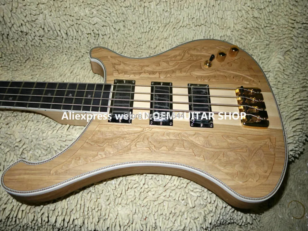 Custom Shop 4 струны бас гитара деревянная ручная скульптура электрический цветной
