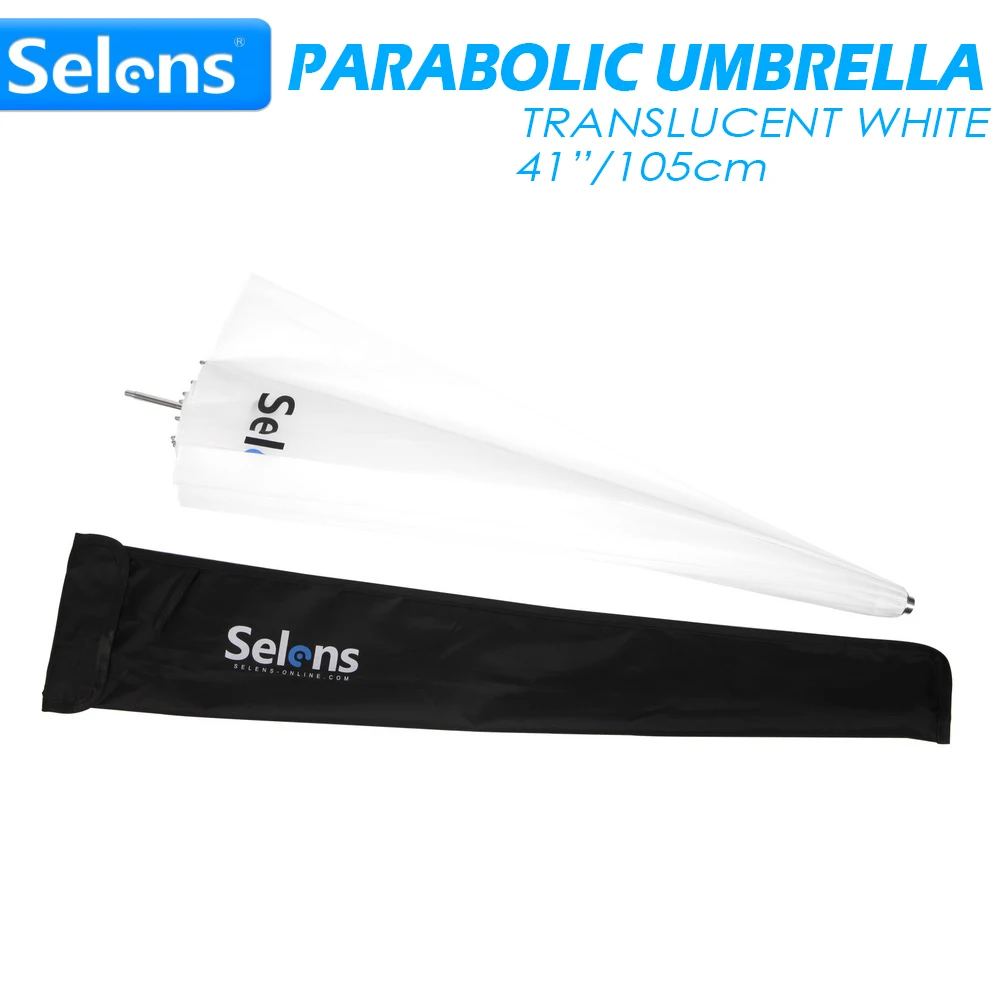 Selens 41" 105cm Parabolic Translucent White Umbrella for Speedlite Studio Flash Soft Lighting Diffuser w/ Carrying Bag
Selens 41" 105cm Parabolic Translucent White Umbrella for Speedlite Studio Flash Soft Lighting Diffuser w/ Carrying Bag