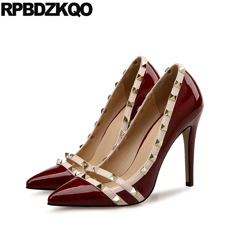 High Heels Thin Big Size Rivet Medium Heel Ultra Patent Leather Mary Jane 44 45 Pointy Toe Kitten Women Metal Stud Shoes Pumps
High Heels Thin Big Size Rivet Medium Heel Ultra Patent Leather Mary Jane 44 45 Pointy Toe Kitten Women Metal Stud Shoes Pumps