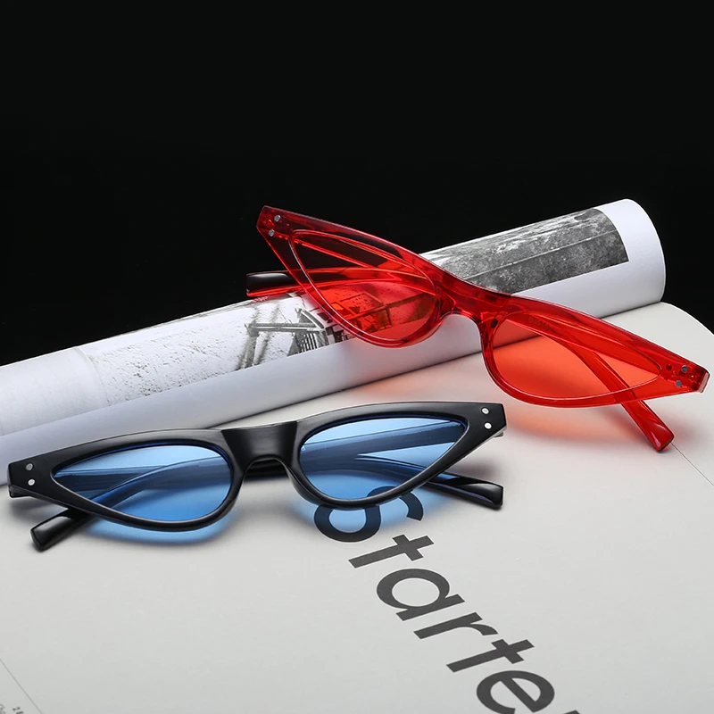 Femmes Petites lunetes De Soleil Rouge Sunglases 2018 фестивальные Jaune Cateye lunettesoleil | Аксессуары для одежды