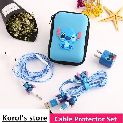 Милый мультяшный USB кабель для наушников набор протекторов с коробкой наклейки