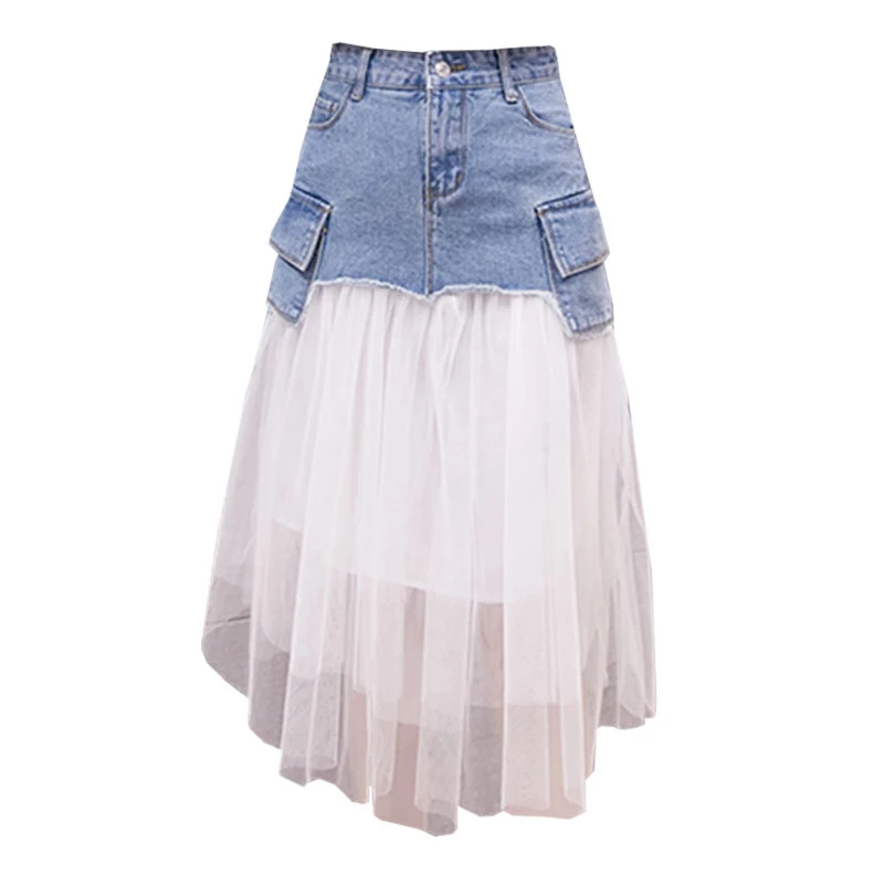 PERHAPS U Blue Denim Mesh Patchwork Knee Length Empire High Street A Line Skirt Pocket Summer S0197
PERHAPS U Blue Denim Mesh Patchwork Knee Length Empire High Street A Line Skirt Pocket Summer S0197