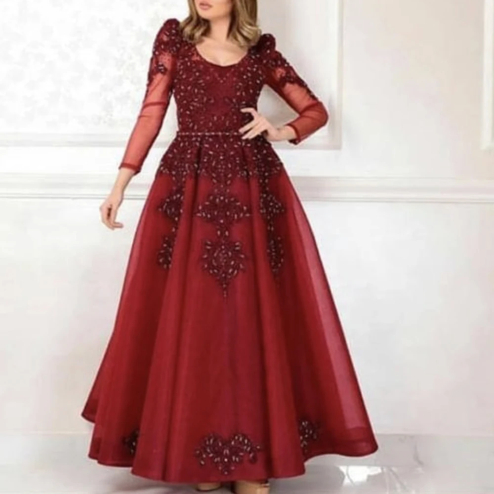 red prom dresses 2019 lace beaded long sleeve tulle arabic evening dresses gowns vestidos de fiesta 
red prom dresses 2019 lace beaded long sleeve tulle arabic evening dresses gowns vestidos de fiesta