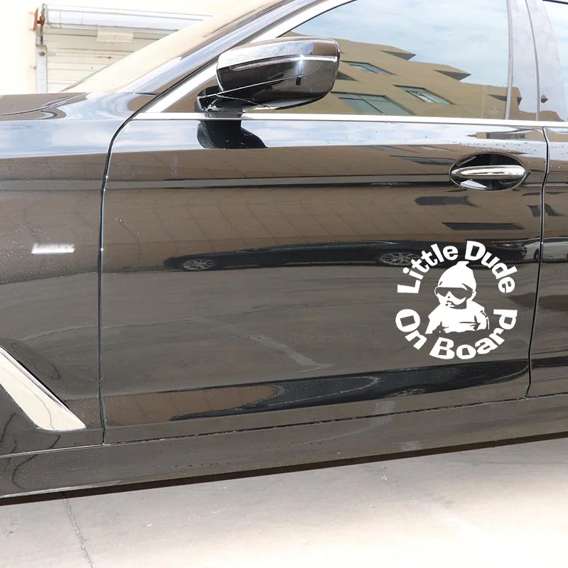 

YJZT 16.7X16.2CM LITTLE DUDE ON BOARD Cartoon Warning Mark Car Sticker Window Bumper Decal C25-0003