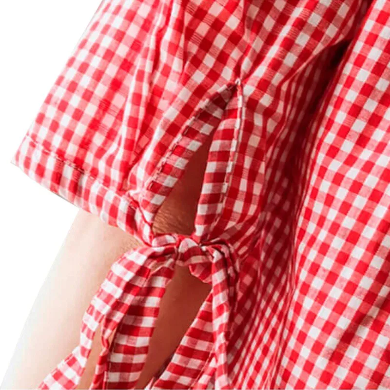 Women Doll Collar Single-Breasted Seven-point Sleeve Stitching Plaid Print Loose Shirt Versatile Blouse F2
Women Doll Collar Single-Breasted Seven-point Sleeve Stitching Plaid Print Loose Shirt Versatile Blouse F2