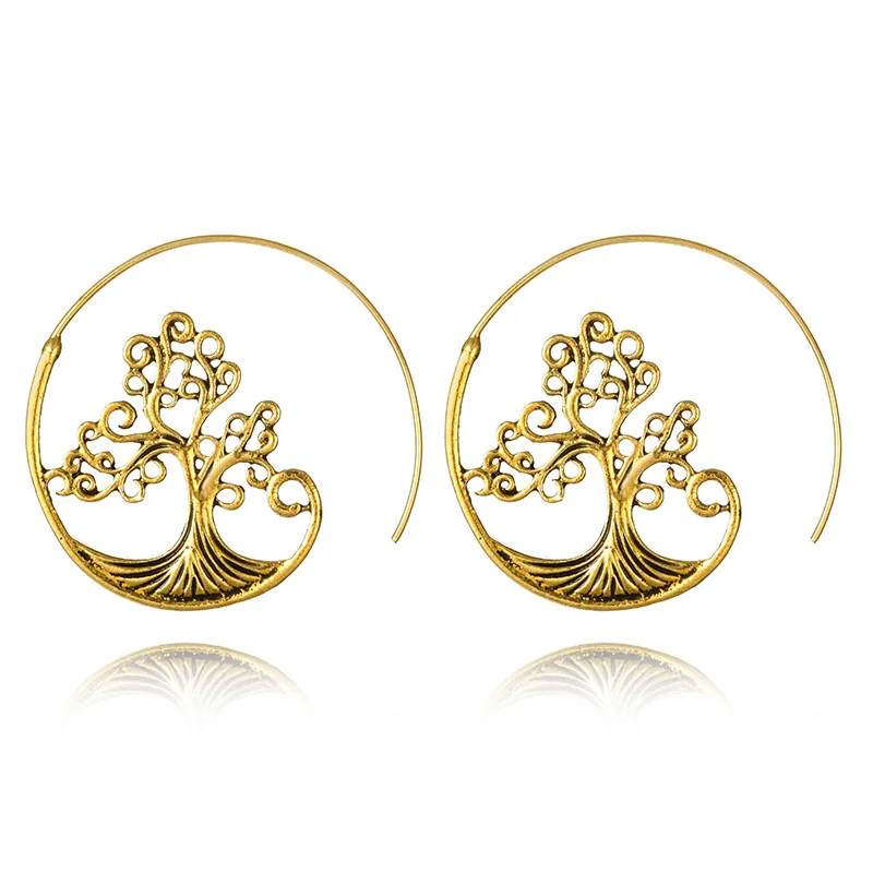 Daisies New Fashion Round Carved Antique Gold Earrings Creative Spiral Tree Hoop Earrings
Daisies New Fashion Round Carved Antique Gold Earrings Creative Spiral Tree Hoop Earrings