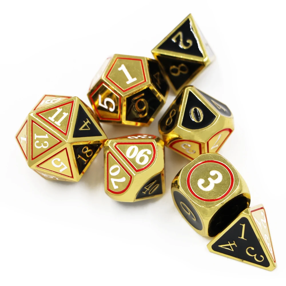 IMDG 7pcs/set Creative RPG Game Dice Polyhedron Metal Dice DND Enamel Two-tone Imitation Gold Digital Game Dice
IMDG 7pcs/set Creative RPG Game Dice Polyhedron Metal Dice DND Enamel Two-tone Imitation Gold Digital Game Dice