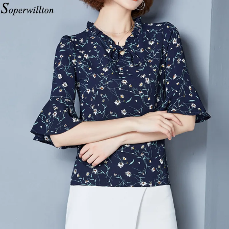 Шифоновая Блузка новинка 2020 Летние Осенние блузки с коротким рукавом женские