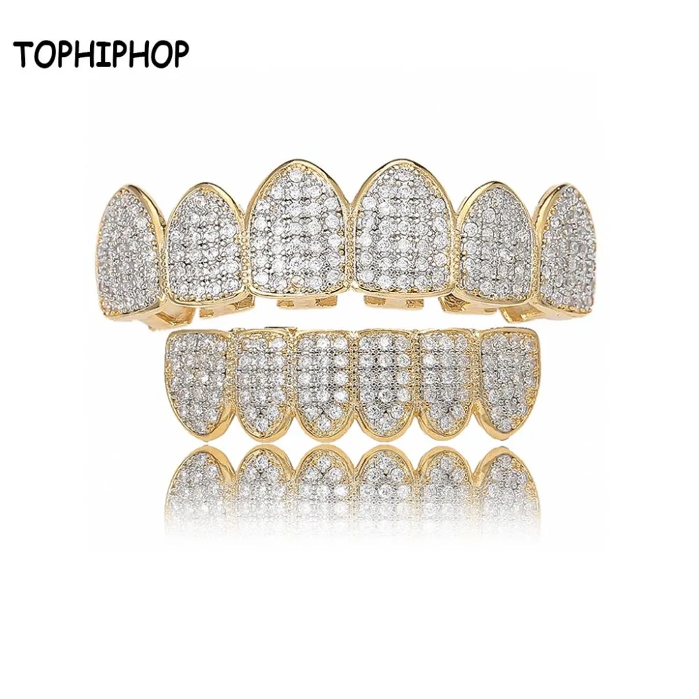 TOPHIPHOP 6/6 Punk Tooth Grill Top and Bottom Rack with Zircon Dental Grillz Set Party Rap Gift Body Jewelry
TOPHIPHOP 6/6 Punk Tooth Grill Top and Bottom Rack with Zircon Dental Grillz Set Party Rap Gift Body Jewelry